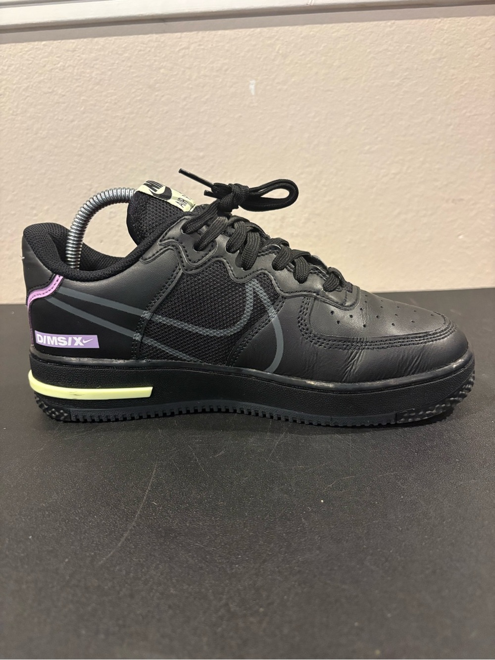 Nike Air Force 1 React Triple Black Violet CD6960-001 Youth Sz 6.5Y Womens Sz 8 - Picture 5 of 11